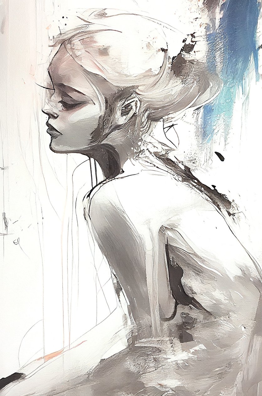 现代浪漫主义的私语, 美丽的女孩, 壁画 | 帆布印花 作者 法赫塔利·阿卜杜勒拉希姆