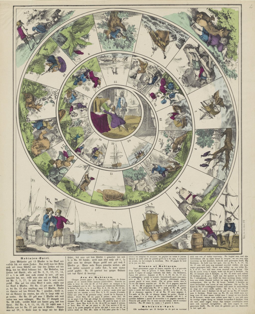 Robinson-Spiel / Jeu de Robinson / Giuoco al Robinson / Robinson-spel（物体上的标题） 作者 约瑟夫·舒尔茨公司