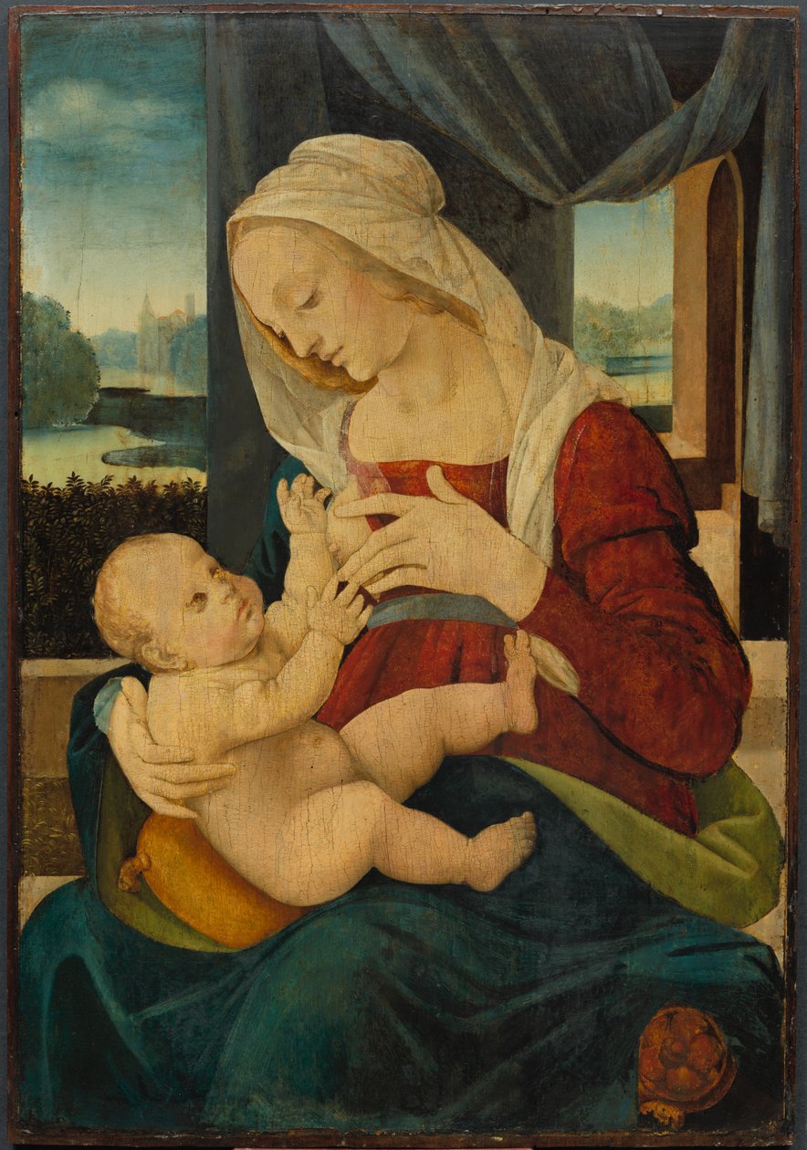 圣母和圣婴 作者 Lorenzo di Credi 的追随者