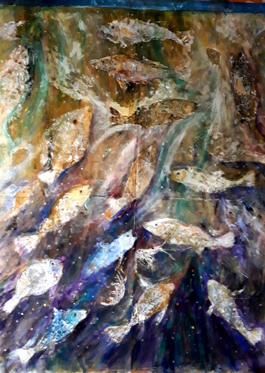鱼群崛起》，2018 年（布面油画） 作者 乔卡斯塔·莎士比亚