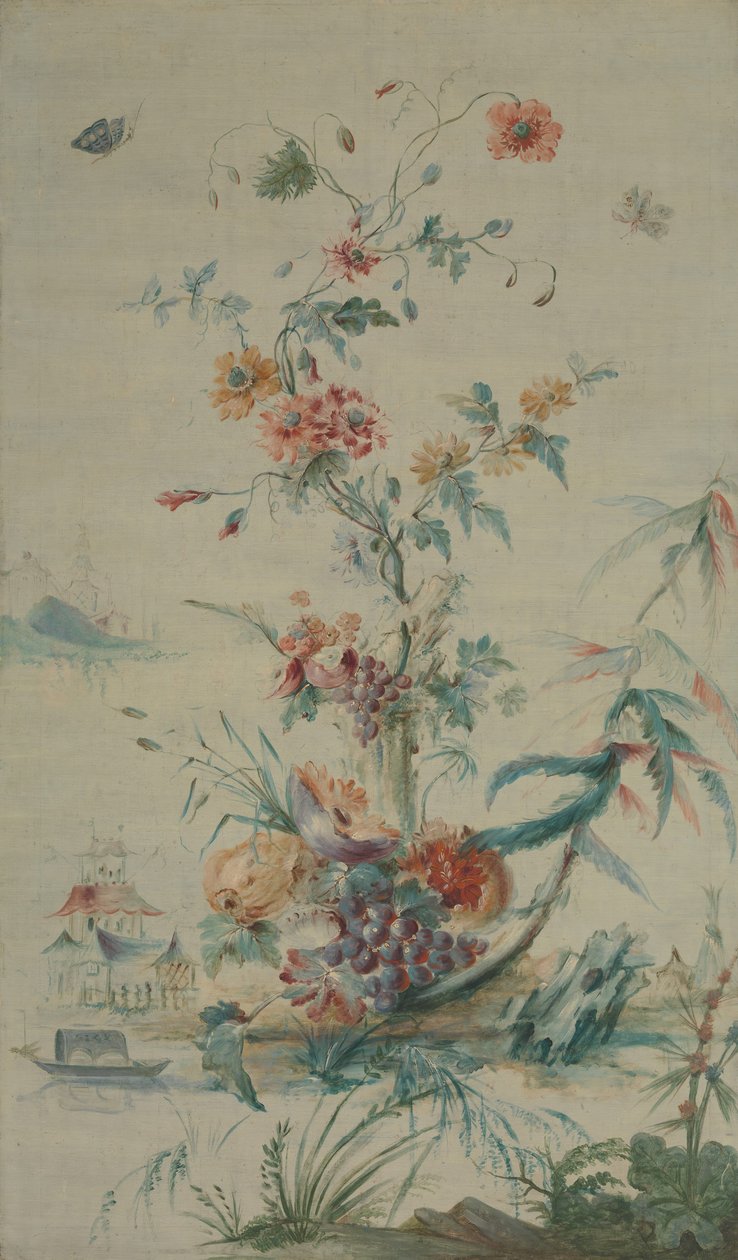 鲜花和中国风，18世纪。 作者 18 世纪末。法国画家