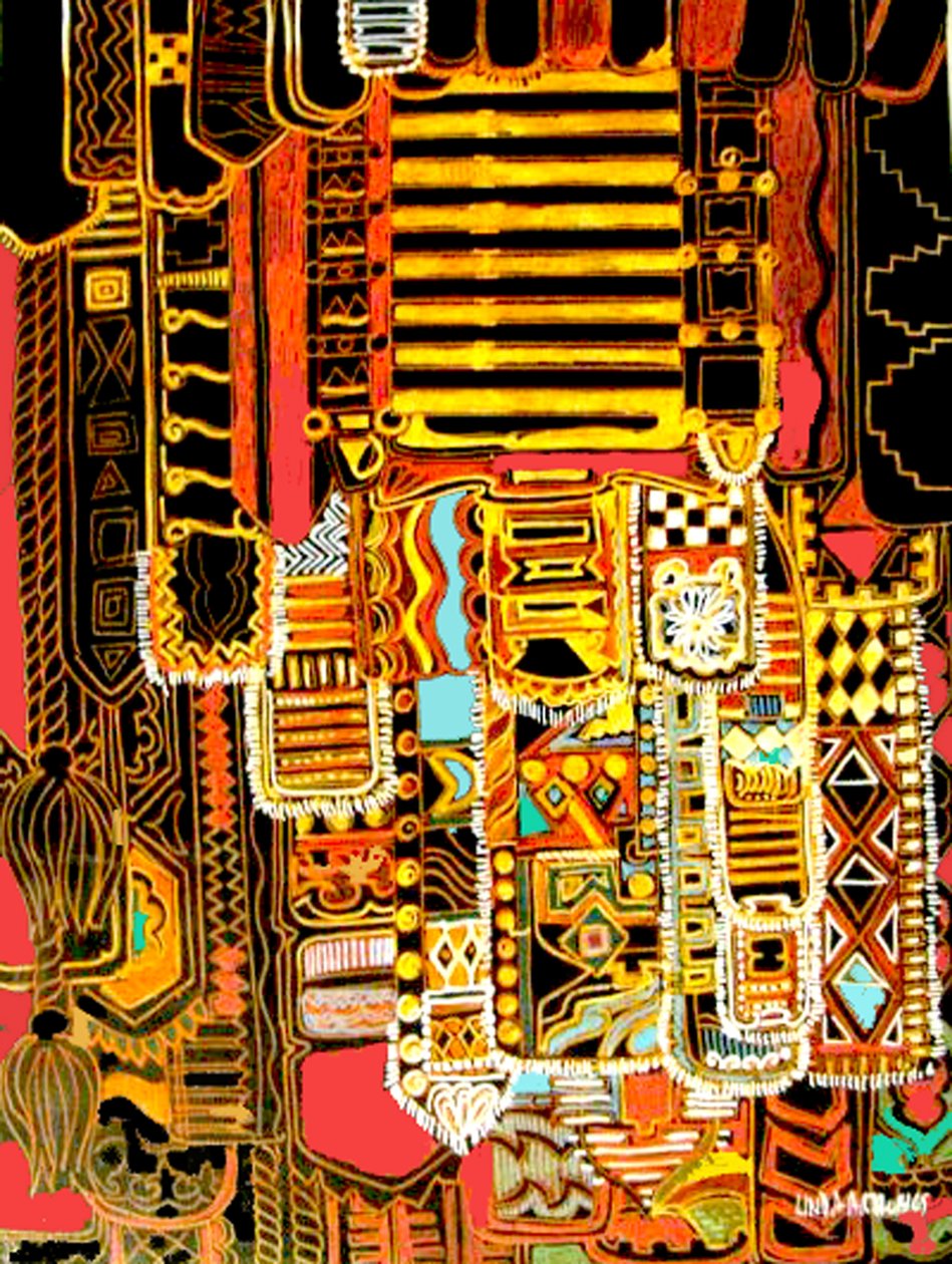 原住民图案，2014 年（混合媒介） 作者 琳达·亚瑟（Linda Arthur）
