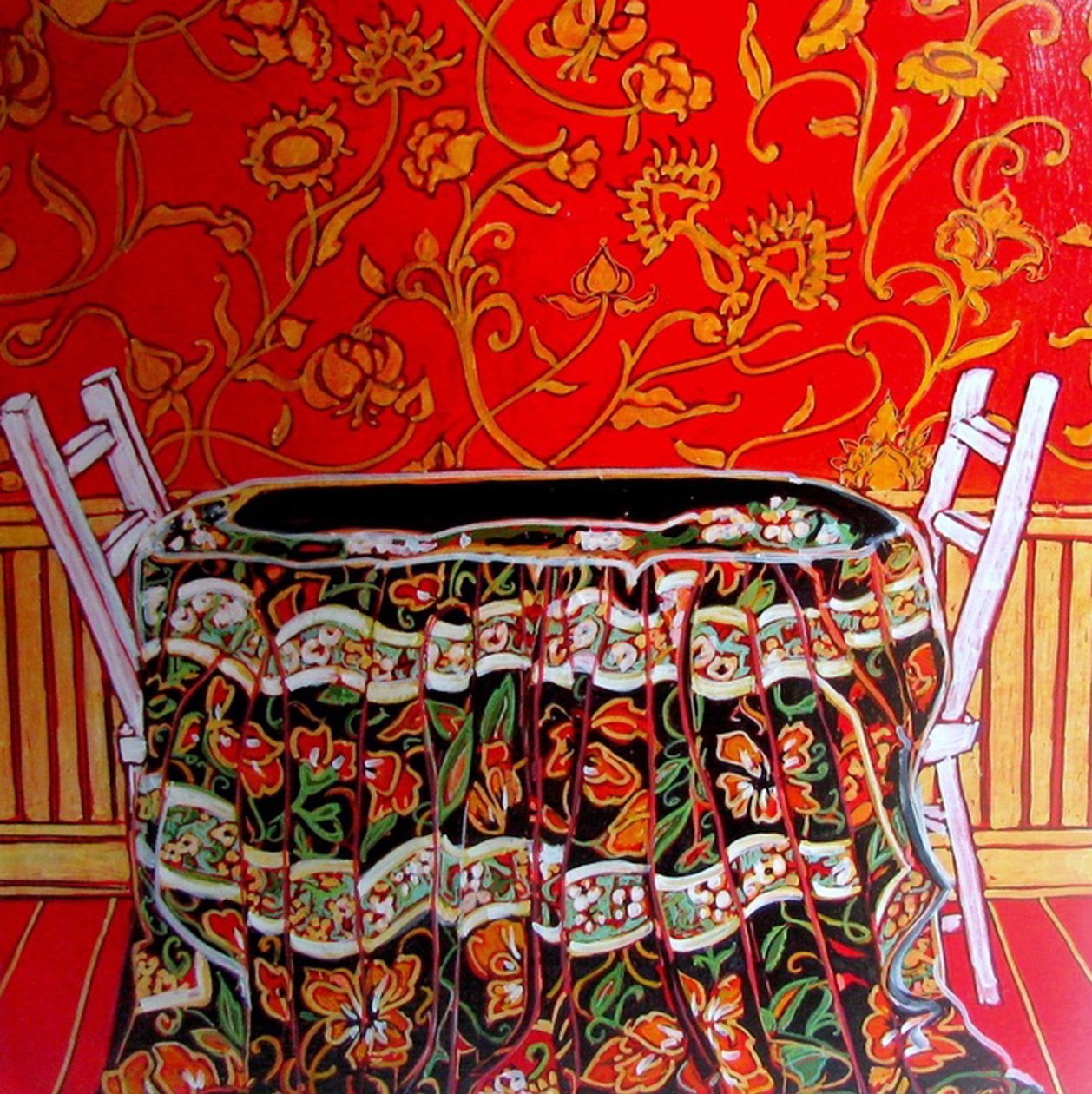 外出就餐，2014 年（从混合媒介开始） 作者 琳达·亚瑟（Linda Arthur）