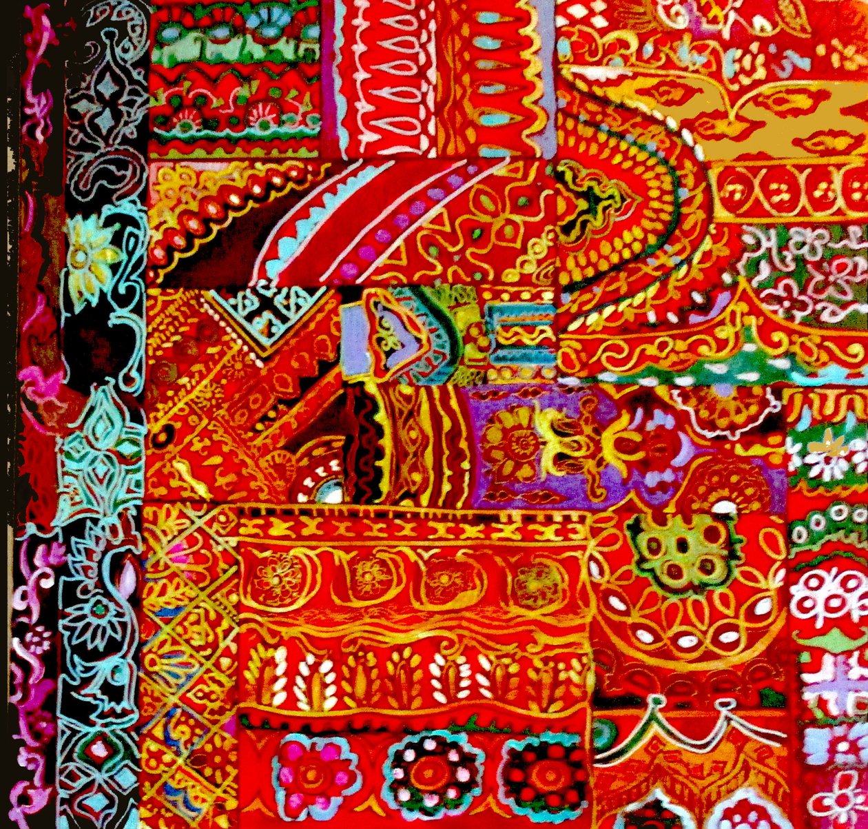 库奇刺绣，2017（混合、丙烯、墨水、油彩） 作者 琳达·亚瑟（Linda Arthur）