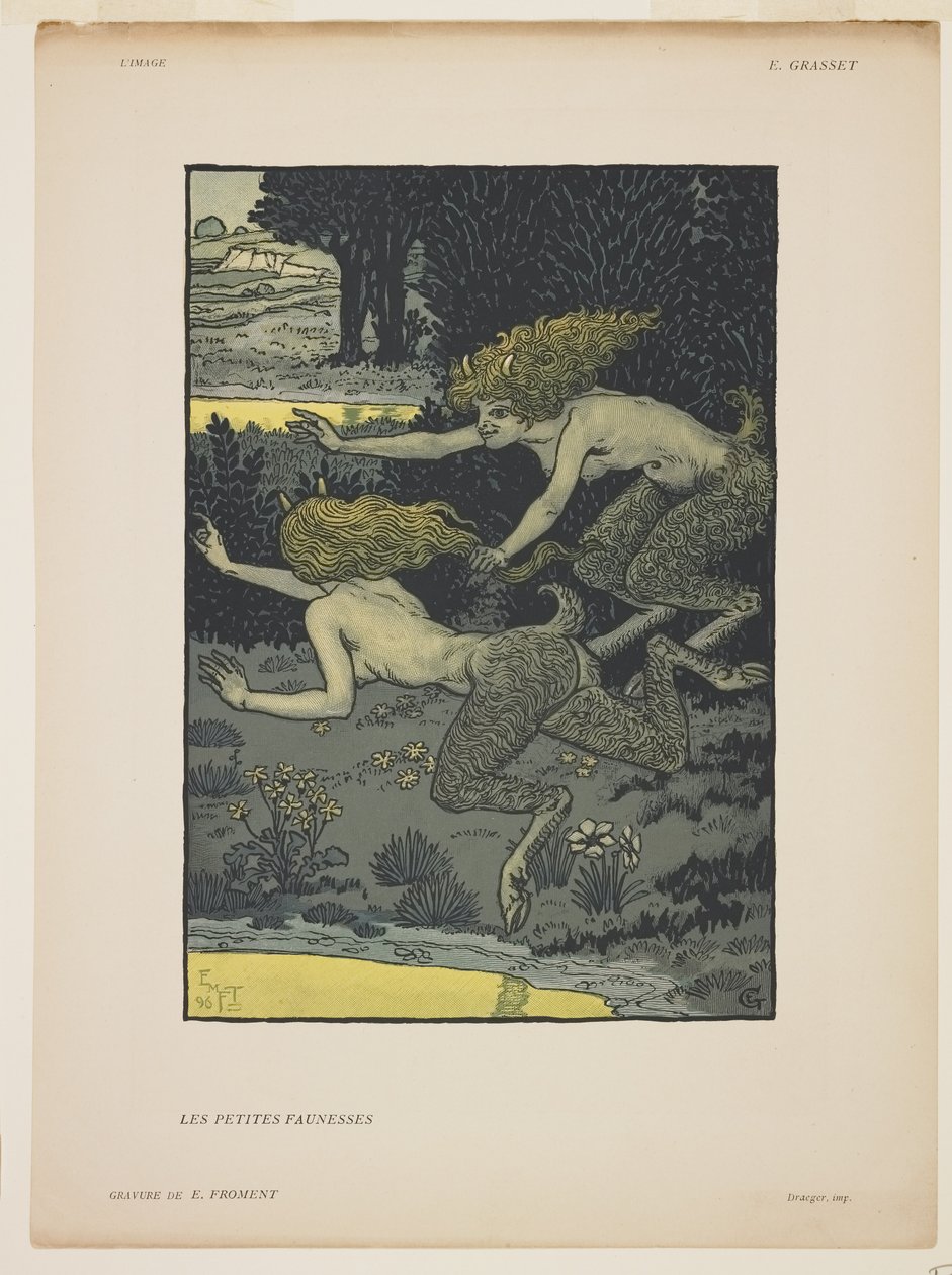 Little Faunesses，1896（彩色木版画） 作者 ÉmileFroment