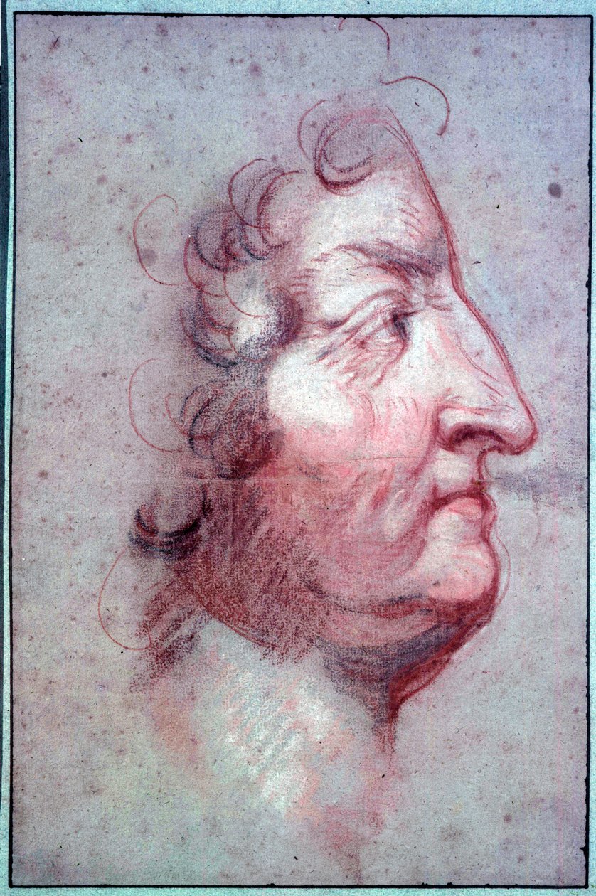 法国国王路易十四时代 (1638-1715) 的侧面肖像 画了一幅属于 Antoine Benoit du Cercle (1632-1717) 17 世纪巴黎卢浮宫博物馆的血色 作者 或Benoit du Cercle Antoine Benoist