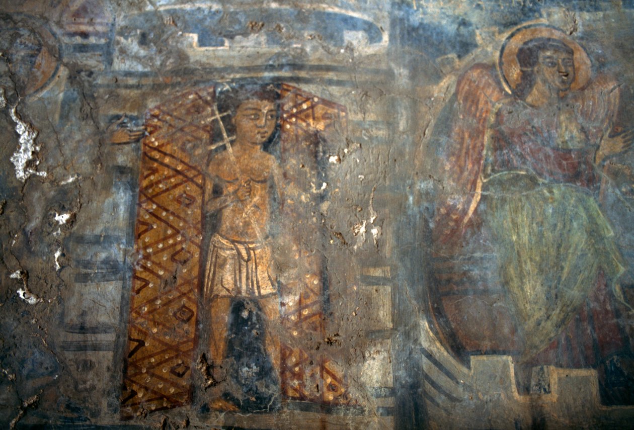 天使，希腊克里特岛Plemeniana教堂的壁画(照片) 作者 或 Magno Cesare Magni