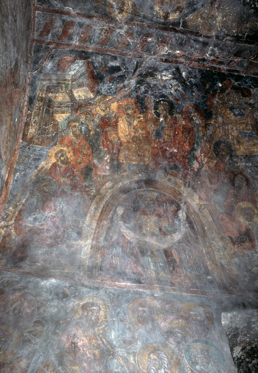 圣徒，希腊克里特岛阿尼萨拉基Agia Paraskevi教堂天花板上的壁画(照片) 作者 或 Magno Cesare Magni