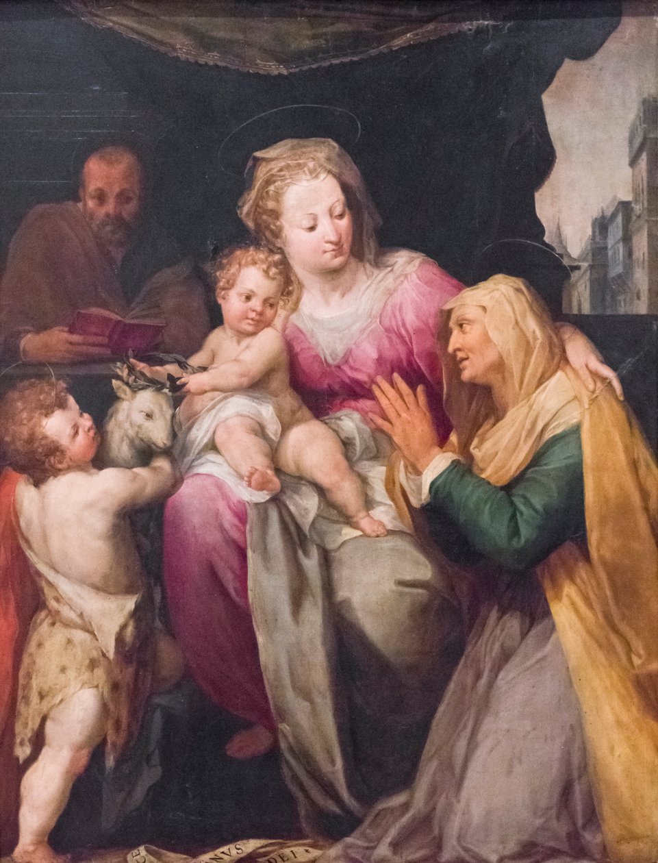 圣安妮和圣约翰的神圣家庭 作者 或 Wit Peter (c.1548 1628) Witte