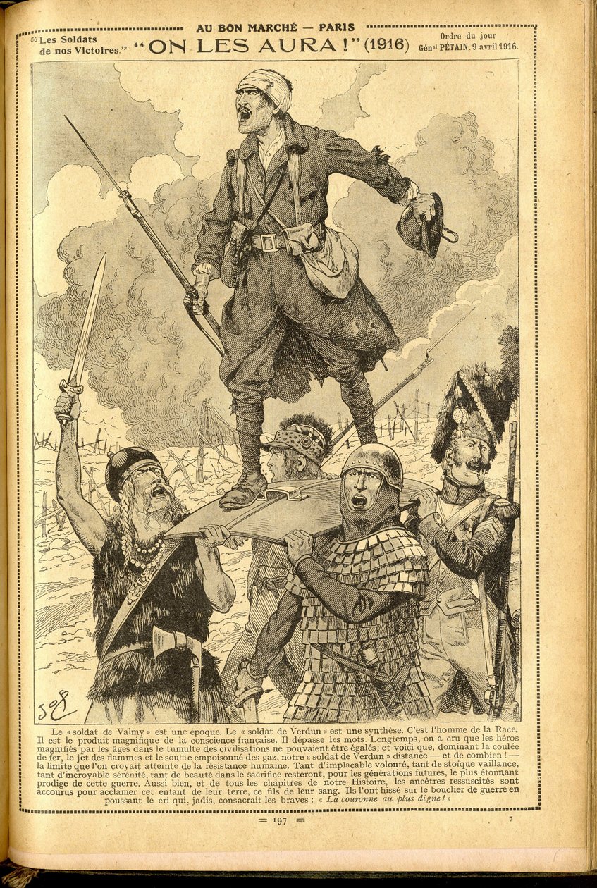 Agenda Buvard du Bon Marche 1917--约伯（Jacques Marie (Jacques-Marie) Gaston Onfray and Breville）（1858-1931）的插图。我们将拥有他们!1916年--14-18年的战争，医疗，医药，健康，制服，主要战役，盔甲-士兵，高卢人--历史M 作者 Onfray de Breville Jacques Job的化名