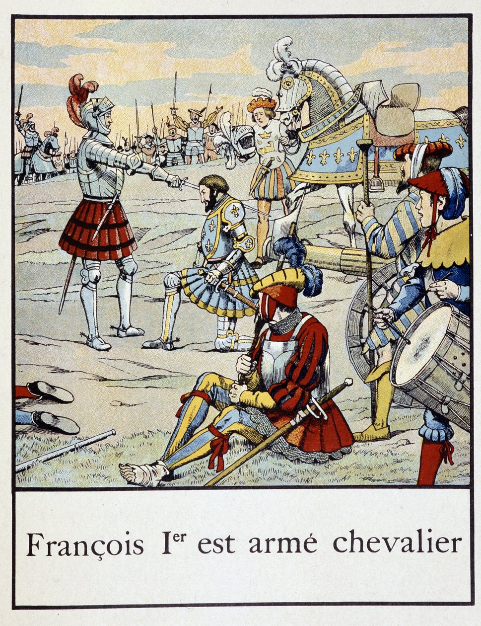 Francois 1er 是骑士的武器 - 在雅克·班维尔 (Jacques Bainville) 编着的“法国小历史”中。 鬃毛 作者 Onfray de Breville Jacques Job的化名