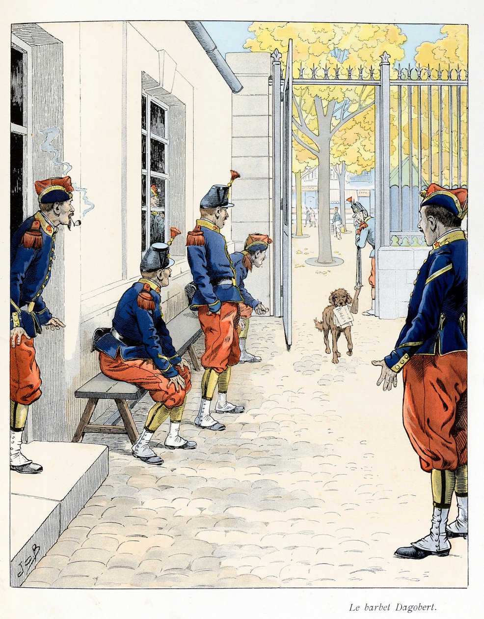 插图摘自 A Fabre 的“To the Globe of the beasts”一书，Jacques Marie Gaston Onfray de Breville dit JOB (1858-1931) 的绘画，出版商 Maison Alfred Mame et fils：The Barbet Dagobert（在巴黎），部分收藏 作者 Onfray de Breville Jacques Job的化名