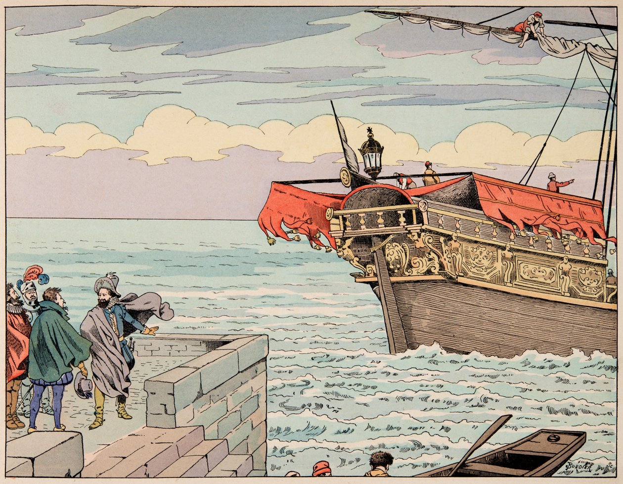 来自“Le bon roy Henri”一书的插图，由 Jacques Marie Gaston Onfray de Breville dit JOB (1858-1931) 插图：亨利四世拒绝逃往英国的建议 - 私人收藏 作者 Onfray de Breville Jacques Job的化名