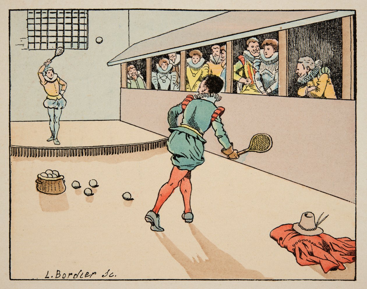 插图取自“Le bon roy Henri”一书，由 Jacques Marie Gaston Onfray de Breville dit JOB (1858-1931) 插图：16 世纪的教育：棕榈游戏 - 私人收藏 作者 Onfray de Breville Jacques Job的化名