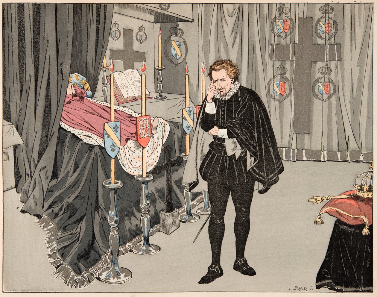 插图取自“Le bon roy Henri”一书，由 Jacques Marie Gaston Onfray de Breville dit JOB (1858-1931) 插图：6 月 9 日 作者 Onfray de Breville Jacques Job的化名