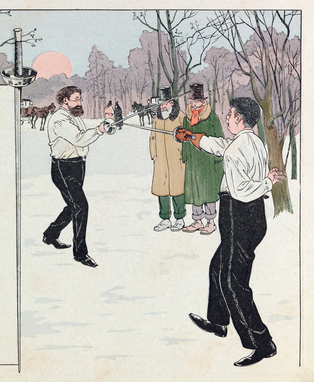 Jacques Marie Gaston Onfray de Breville dit JOB (1858 - 1931)； 《法兰西重剑》一书中的插图：1894 年的决斗； 科尔，部分 作者 Onfray de Breville Jacques Job的化名