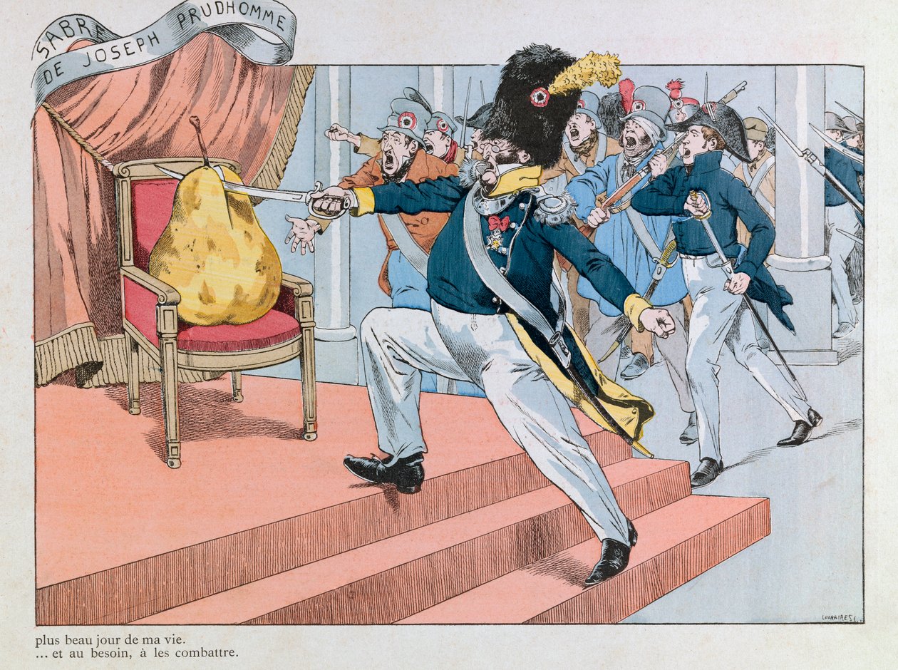 Jacques Marie Gaston Onfray de Breville dit JOB (1858 - 1931)； 插图取自《Les epees de France》一书：Louis philippe chasse du trone（约瑟夫·普鲁德霍姆的军刀“”这把军刀是我生命中最美好的一天。它将为我辩护 作者 Onfray de Breville Jacques Job的化名