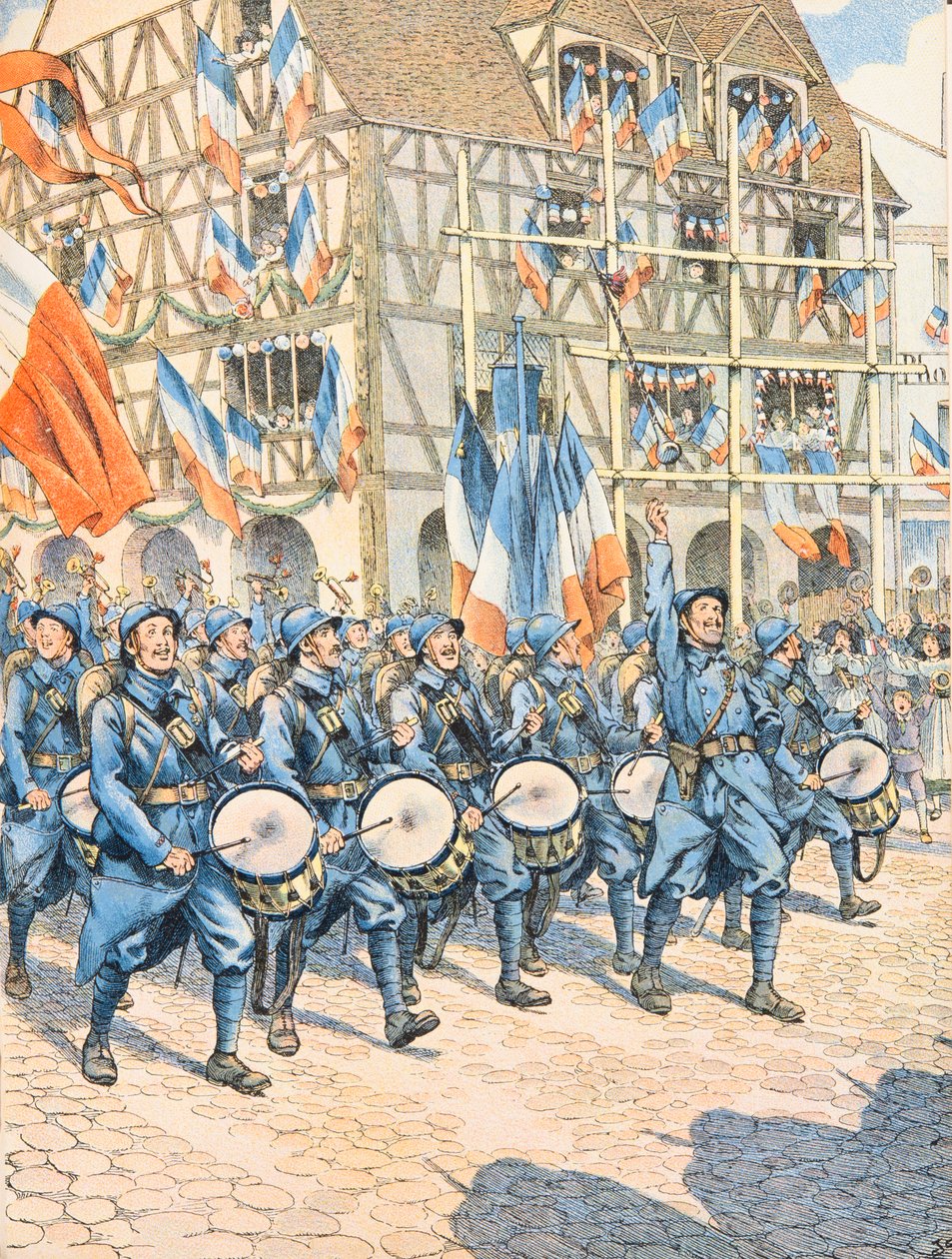 Jacques Marie Gaston Onfroy de Breville dit JOB (1858-1931) - 第一次世界大战期间法国军队在阿尔萨斯的一个村庄取得胜利，私人收藏 作者 Onfray de Breville Jacques Job的化名