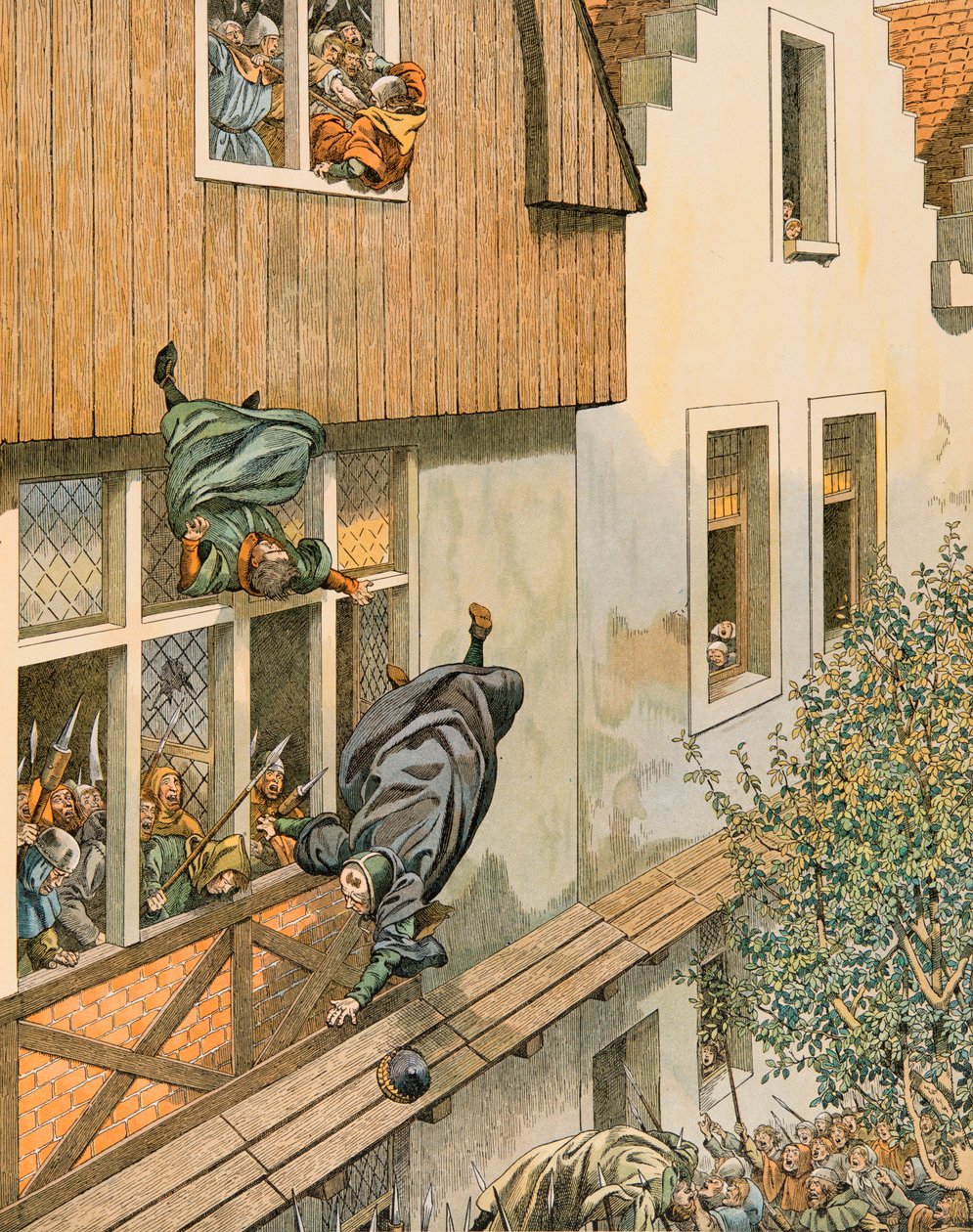 Jacques Marie Gaston Onfroy de Breville dit JOB (1858-1931) - 比利时历史：1419 年鲁汶贵族 Echevins 的 Defenestration，私人收藏 作者 Onfray de Breville Jacques Job的化名