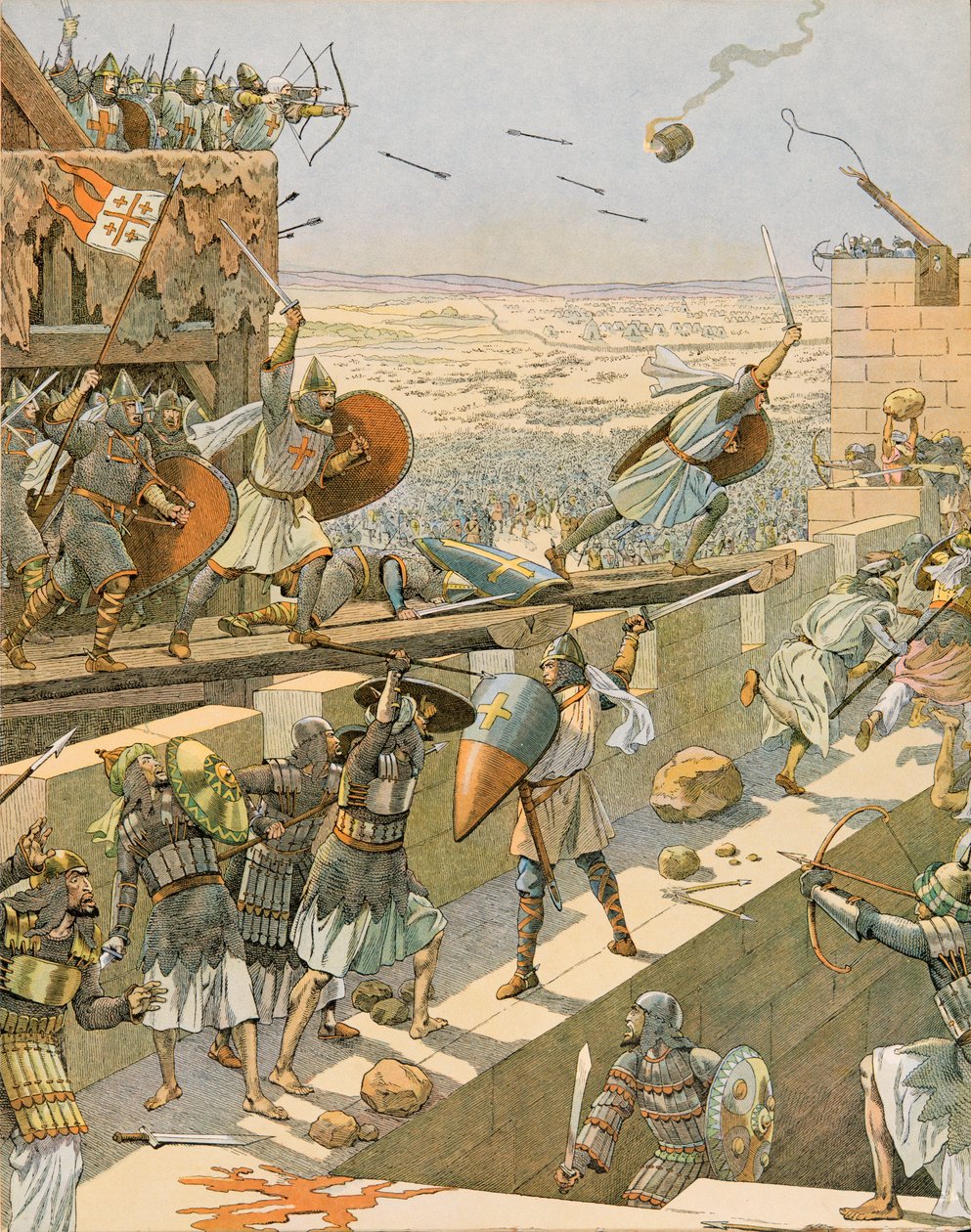 Jacques Marie Gaston Onfroy de Breville dit JOB (1858-1931) - 比利时历史：Englebert 和 Lietaud de Tournai，Tournaisian croises，于 1099 年冲进耶路撒冷，私人收藏 作者 Onfray de Breville Jacques Job的化名