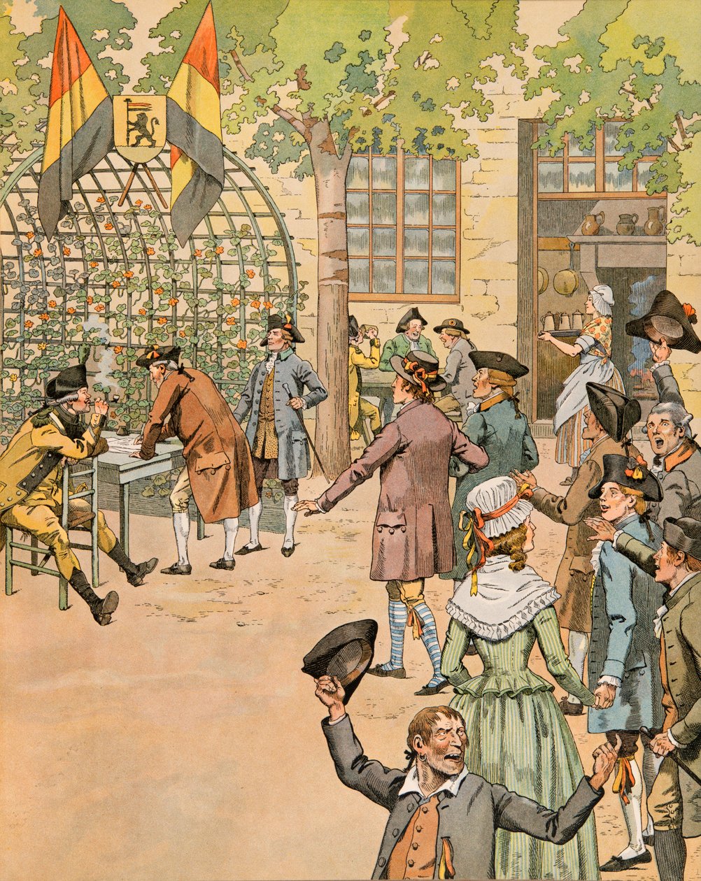 Jacques Marie Gaston Onfroy de Breville dit JOB (1858-1931) - 比利时历史：在 Coffy 咖啡馆为爱国者军队招募志愿者，私人收藏 作者 Onfray de Breville Jacques Job的化名