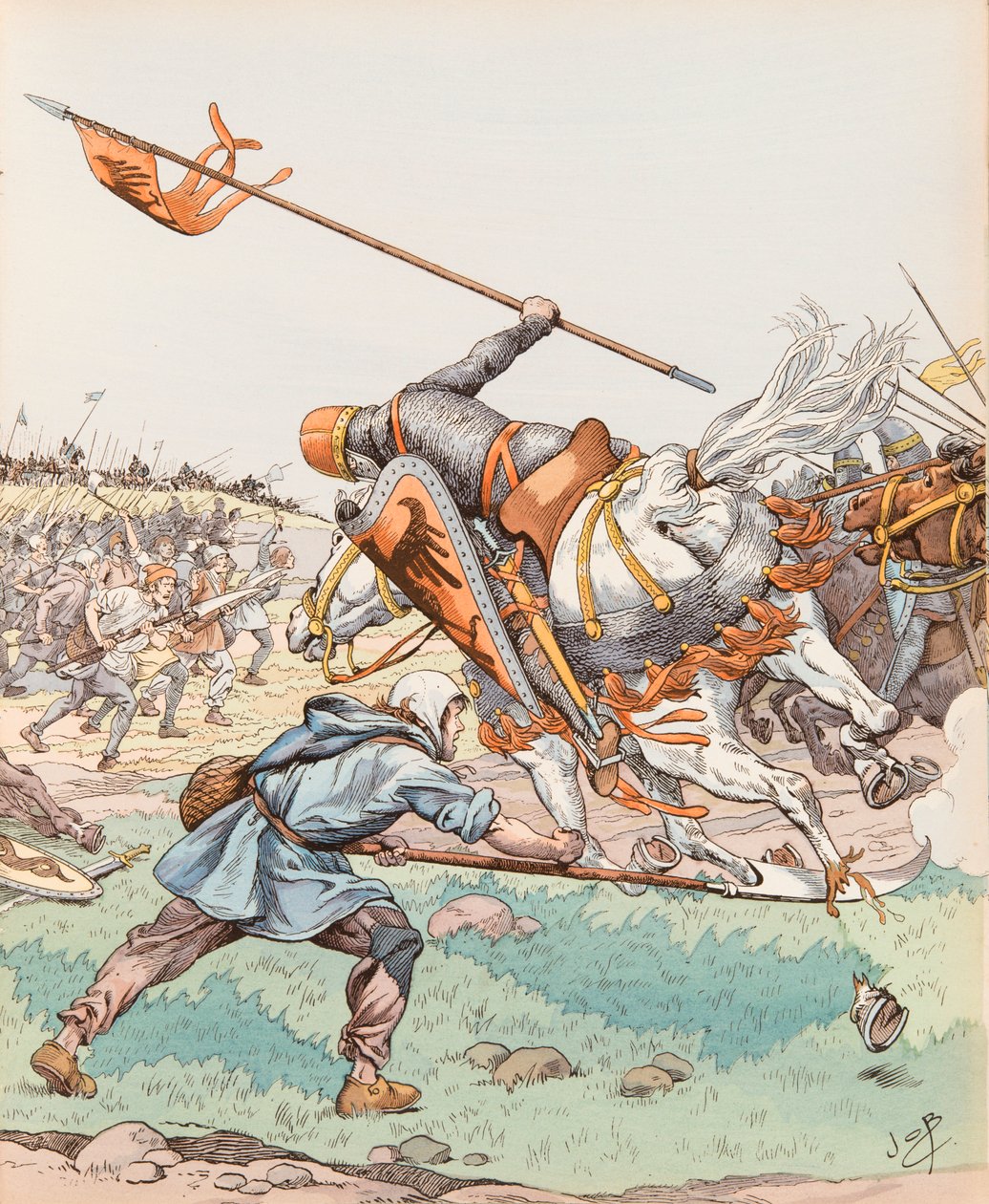 Jacques Marie Gaston Onfroy de Breville dit JOB (1858-1931) - Le reaper de Bouvines（参加 1214 年 Bouvines 战役的农民），私人收藏 作者 Onfray de Breville Jacques Job的化名