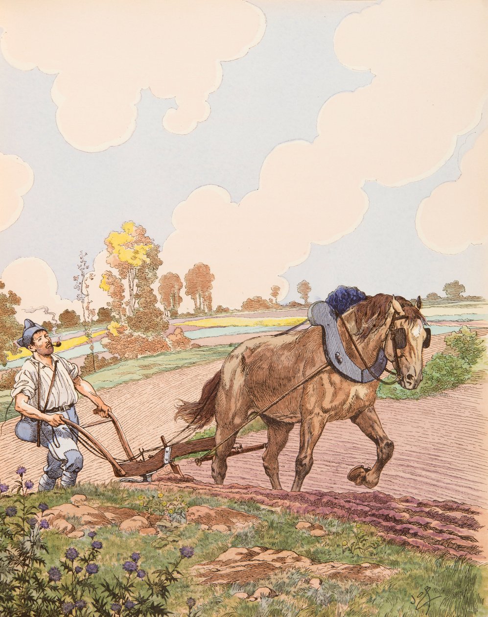 Jacques Marie Gaston Onfroy de Breville dit JOB (1858-1931) - Le retour à la terre（第一次世界大战结束后法国军队重返战场），私人收藏 作者 Onfray de Breville Jacques Job的化名