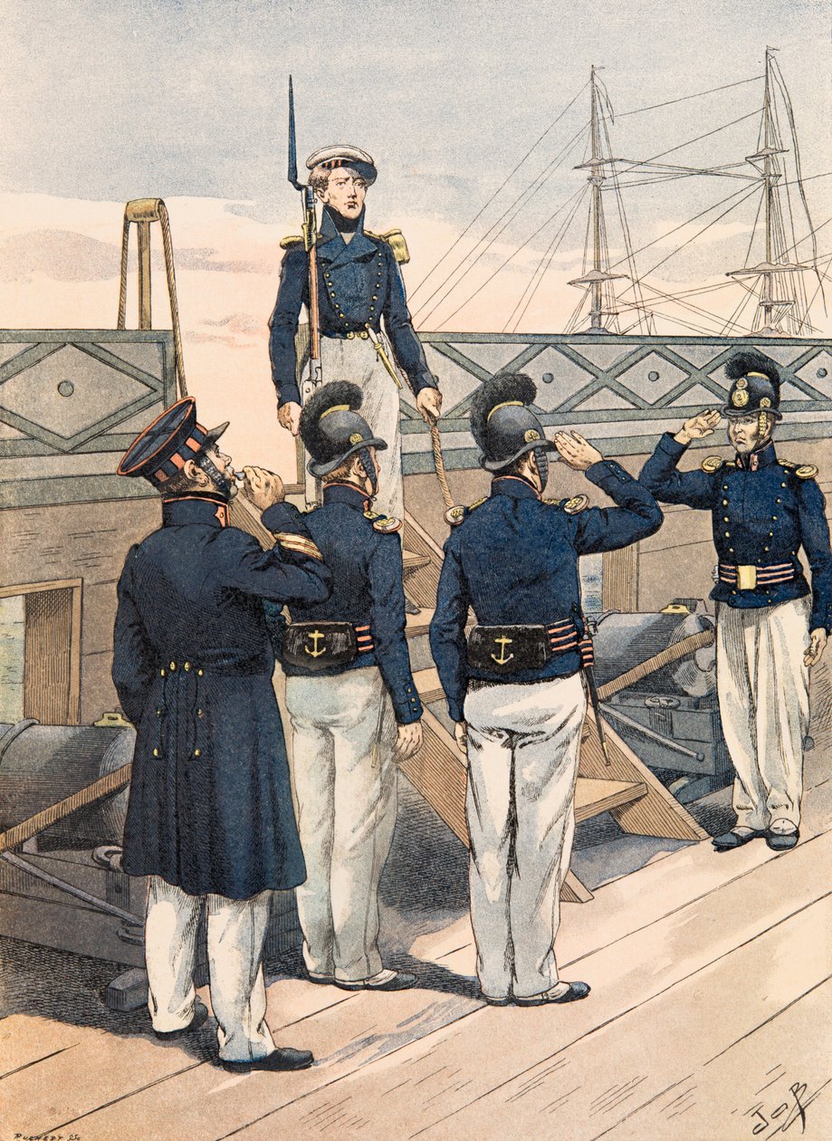 Jacques Marie Gaston Onfroy de Breville dit JOB (1858-1931) - Outfit of French troops at all times: French Navy, officers and sailors (1827), Private Collection 作者 Onfray de Breville Jacques Job的化名
