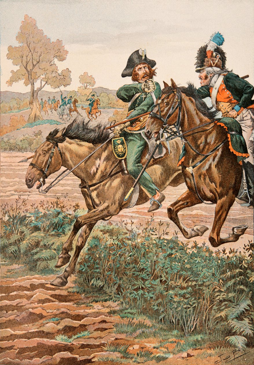 Jacques Marie Gaston Onfroy de Breville dit JOB (1858-1931) - 法国军队的装备：Cavalier Vendeen 和 piqueur（或 Piconnier）在德国军团的马上（1793），私人收藏 作者 Onfray de Breville Jacques Job的化名