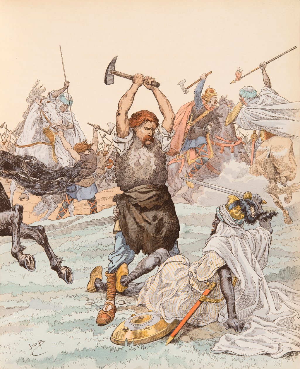 Jacques Marie Gaston Onfroy de Breville dit JOB (1858-1931) - 732 年普瓦捷战役期间的普瓦捷铁匠，私人收藏 作者 Onfray de Breville Jacques Job的化名
