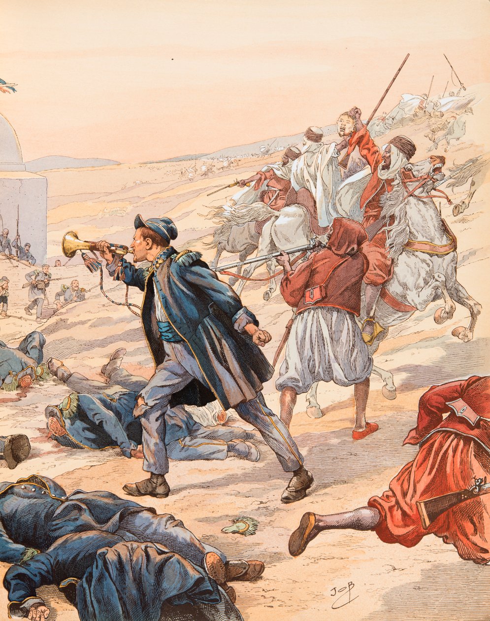 Jacques Marie Gaston Onfroy de Breville dit JOB (1858-1931) - Sidi Brahim的号角 (Guillaume Rolland (1821-1916)在1842年吹响了对Abd el Kader发动军队的号角), 私人收藏 作者 Onfray de Breville Jacques Job的化名