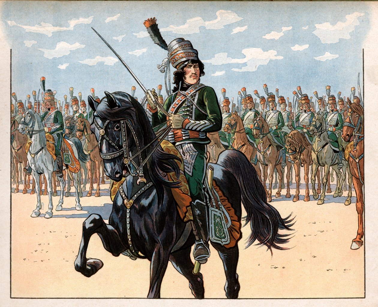 约阿希姆·穆拉特 (Joachim Murat，1767-1815 年) 是意大利战役期间的上校。 Jacques Marie Gaston Onfray de Breville dit Job (1858-1931) 的雕刻 作者 Onfray de Breville Jacques Job的化名