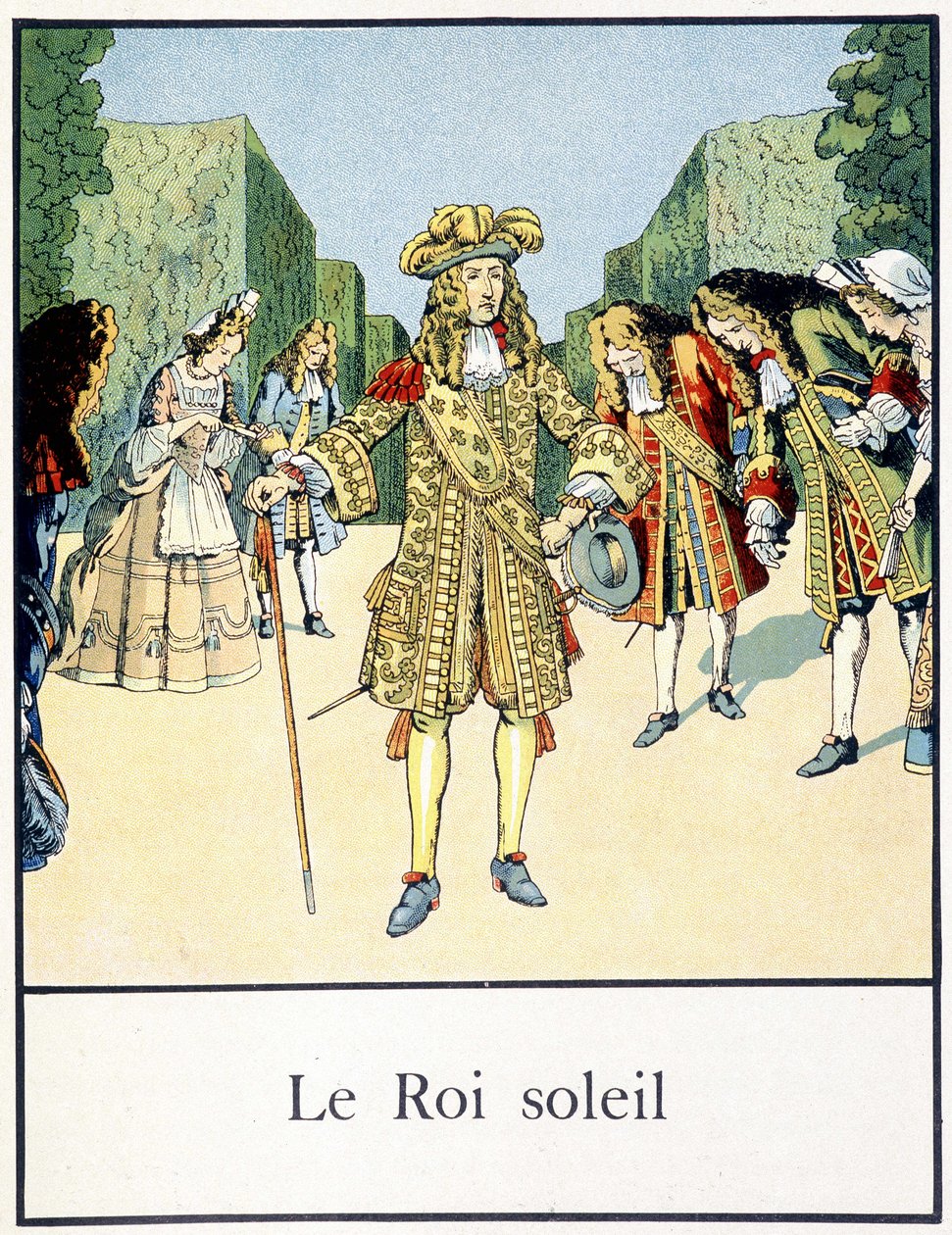 Le Roi Soleil（路易十四在凡尔赛宫的花园里，周围是他的庭院）--载于雅克-贝恩维尔编的《法国小史》。马内 作者 Onfray de Breville Jacques Job的化名