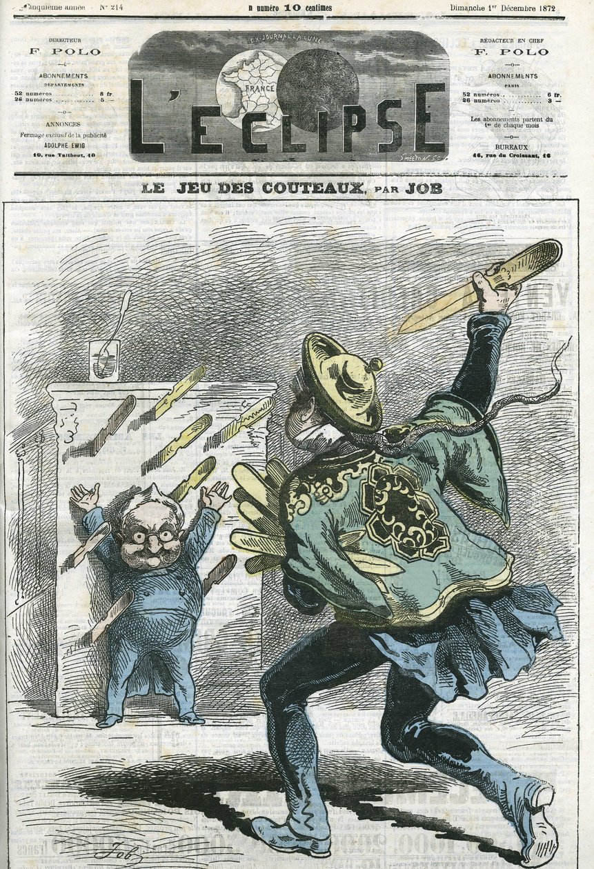 Le jeux des knives, Adolphe Thiers (1797-1877), French historian and statesman. Cover in “” L