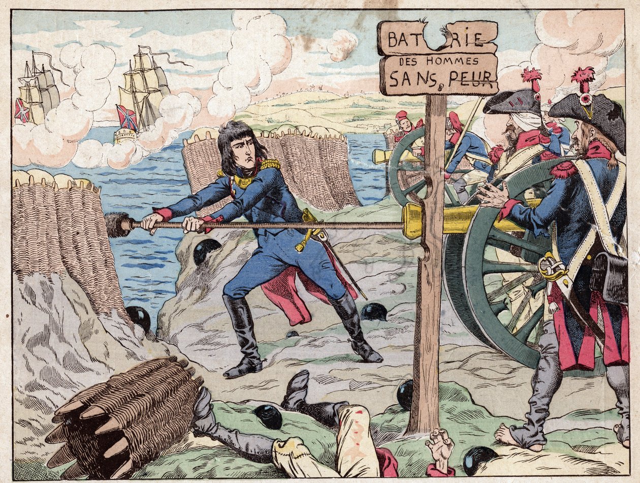 拿破仑在土伦--（土伦之围）1793年--约伯（Jacques Onfroy de Breville）的石版画，出自《大拿破仑与小儿童》1893年。 作者 Onfray de Breville Jacques Job的化名