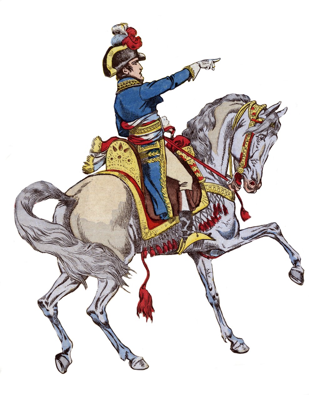 马背上的拿破仑--约伯（Jacques Onfroy de Breville）的石版画，选自 "Le Grand Napoleon des Petites Enfants" 1893年。 作者 Onfray de Breville Jacques Job的化名