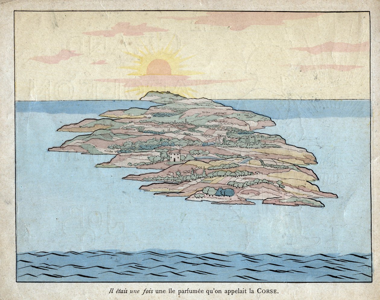 很久以前，有一个叫科西嘉（Corsica）的芳香岛屿--约伯（Jacques Onfroy de Breville）的石版画，选自《小婴儿的大拿破仑》，1893年 作者 Onfray de Breville Jacques Job的化名