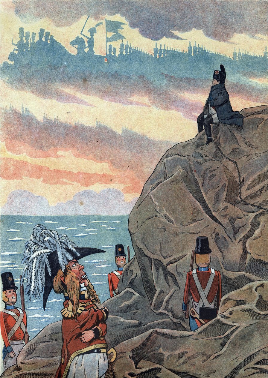 玩具中的法国历史场景。拿破仑一世-波拿巴（1769-1821）在圣赫勒拿岛（Sainte-Helene）上流亡时，以一种忧郁和孤独的态度呈现。在《Joujoux a l