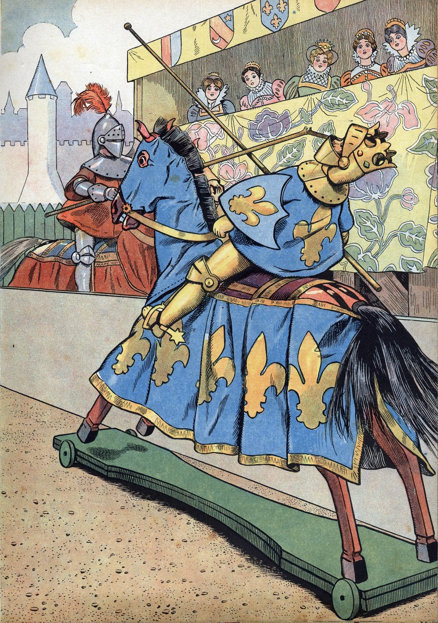 玩具中的法国历史场景。法国国王亨利二世（1519-1559）之死。6月30日，在他的女儿伊丽莎白与西班牙的菲利普二世举行婚礼的当天 作者 Onfray de Breville Jacques Job的化名