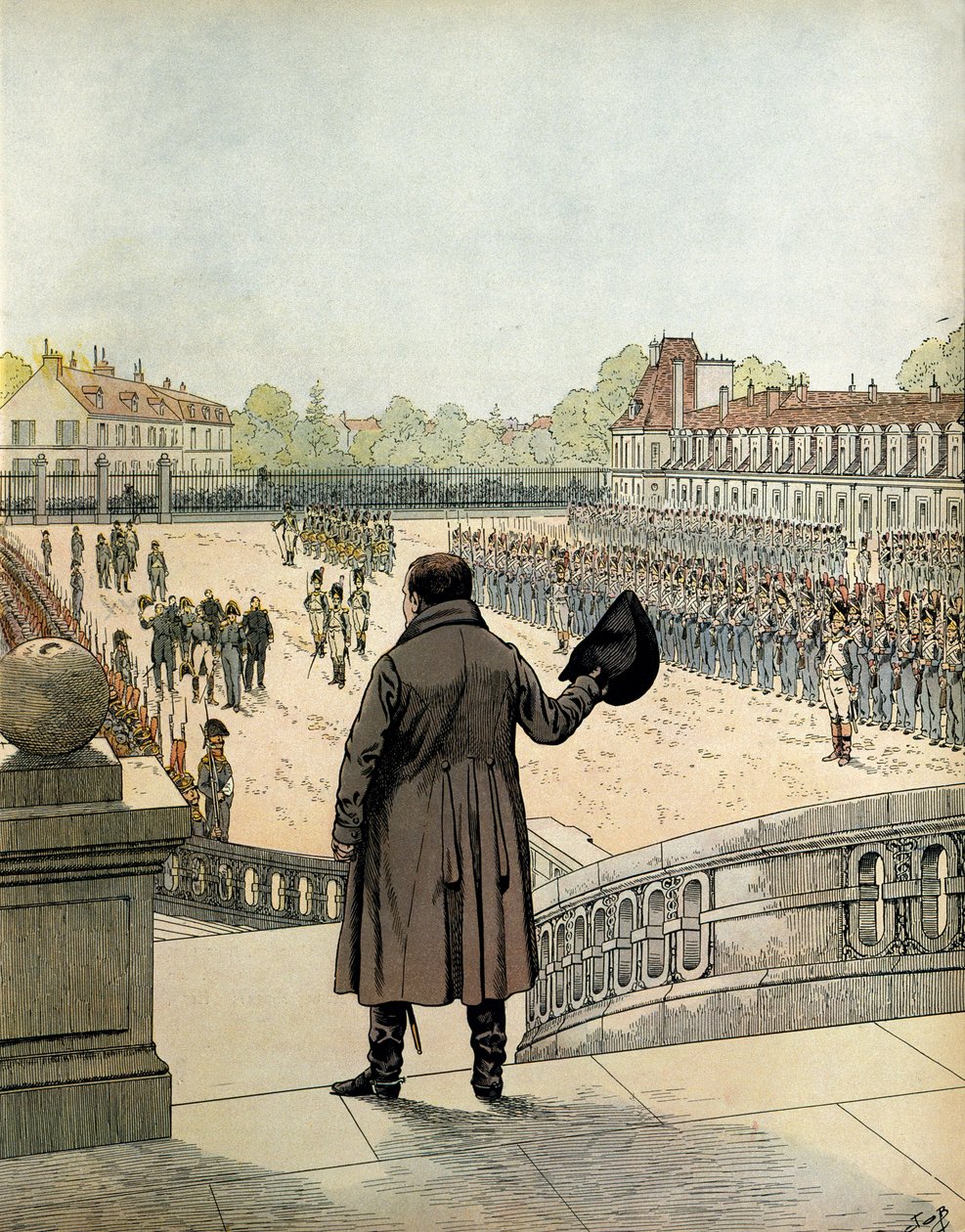4月20日，拿破仑一世（1769-1821）在枫丹白露白马宫庭院告别 作者 Onfray de Breville Jacques Job的化名
