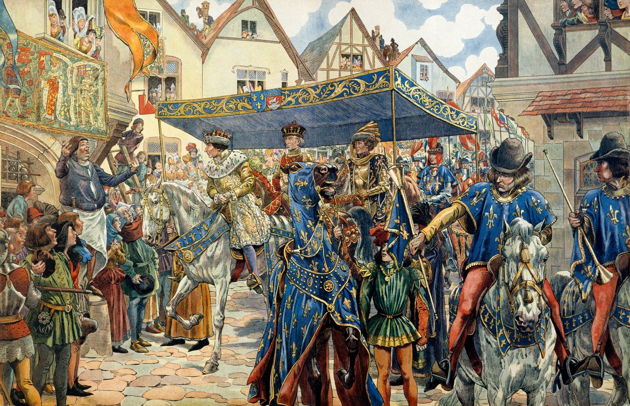 8月30日，法国路易十一（1423-1483）在巴黎凯旋，被称为 "谨慎者"。 作者 Onfray de Breville Jacques Job的化名