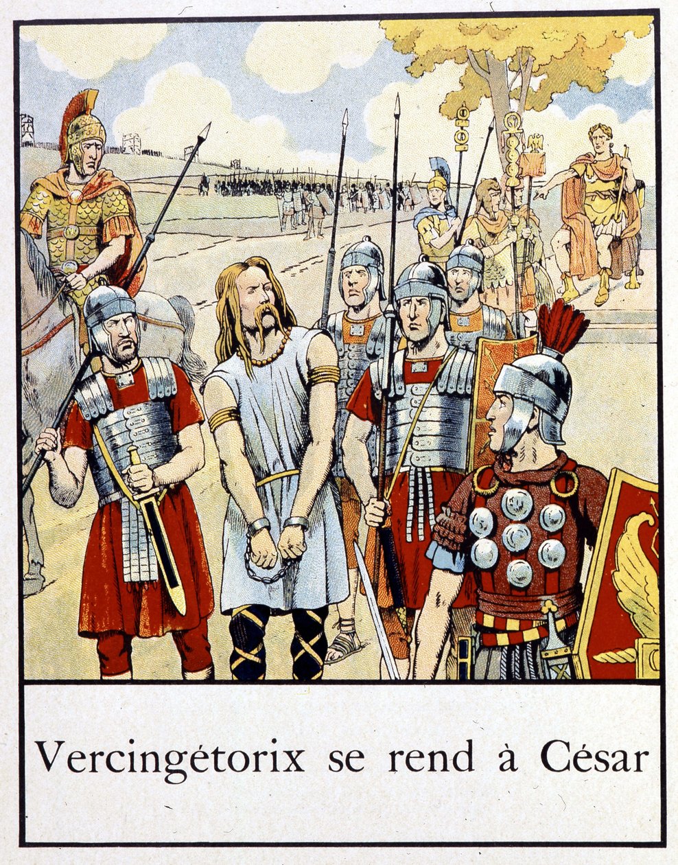 Vercingétorix 去找 César - 在“法国小历史”中，雅克·班维尔 (Jacques Bainville) 编着。 鬃毛 作者 Onfray de Breville Jacques Job的化名