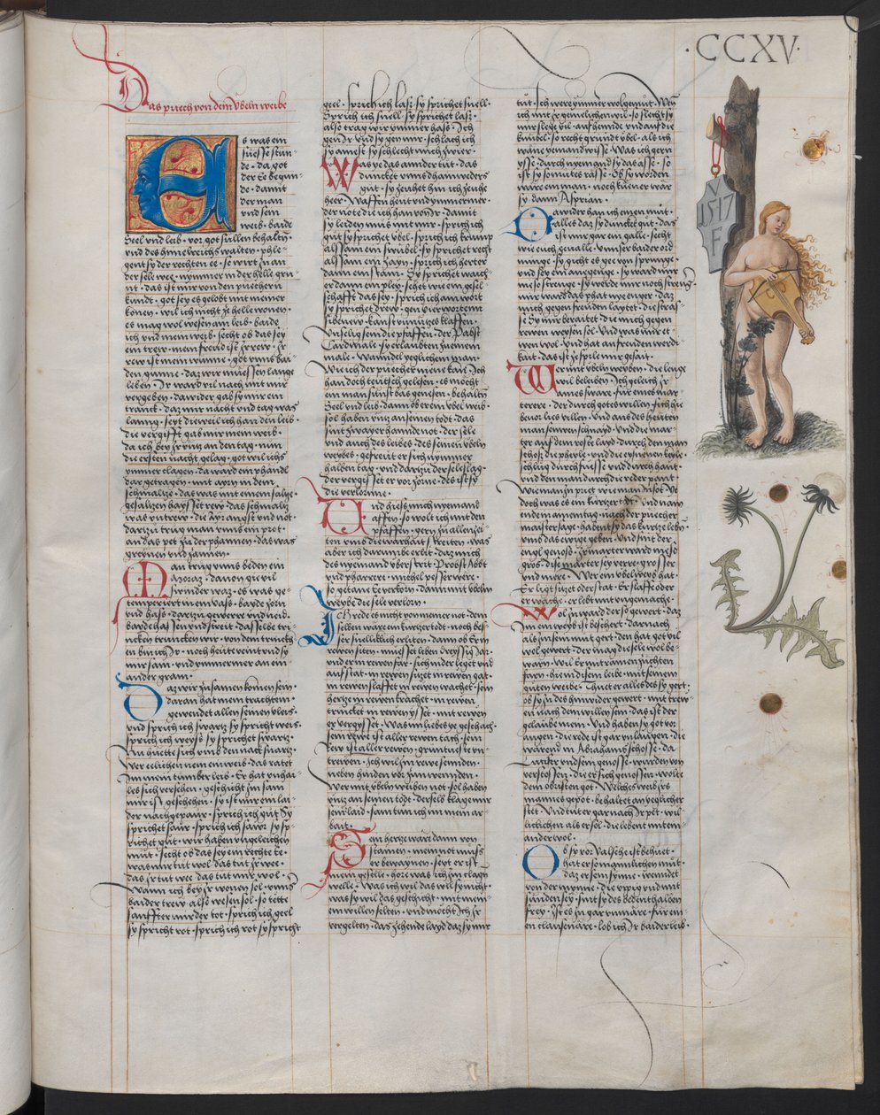 Ambraser Heldenbuch，对开页215r。盾牌上的首字母VF被假定为艺术家的首字母 作者 奥地利国家图书馆，