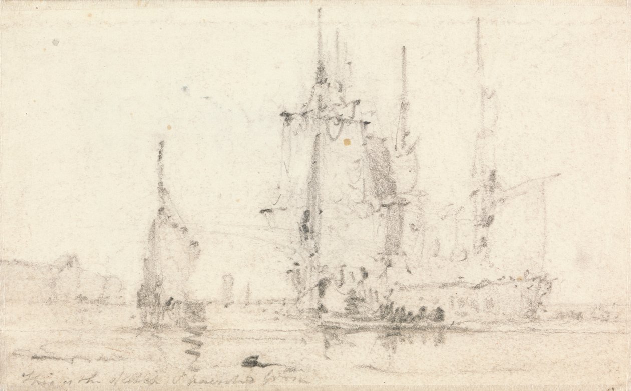 靠近海岸的船只 作者 不知名的艺术家，前身为 John Constable