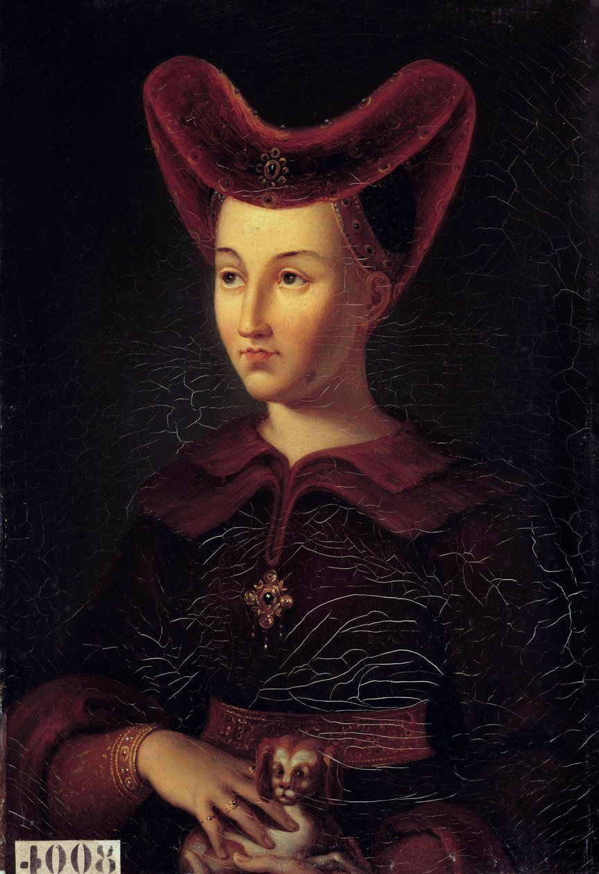 勃艮第公爵夫人玛格丽特·德·巴维埃的肖像 (1363-1423) Vincent Nicolas Raverat (1801-1865) 的绘画，原作来自 1423. 1847。Sun 0,42x0,3 m 作者 文森特·尼古拉斯·拉维拉特