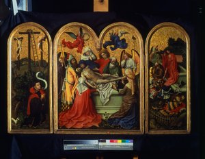 The Seilern 三联画 - The Entombment，c.1425（油漆，面板上的金箔）