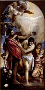 The baptism of Christ. Painting by Paolo Caliari dit Paolo Veronese (1528-1588) 作者 委罗内塞