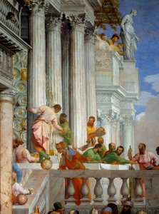 迦拿的婚礼，细节：柱子和阳台。 Paolo Veronese (1528-1588) Ec. 的壁画 周五 作者 委罗内塞