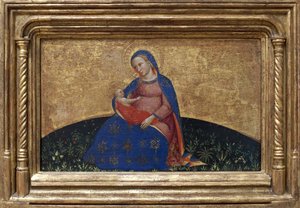 Madonna of humility. Painting by Giovanni Da Bologna (active second half of the 14th century) tempera on poplar, circa 1395. Italian art 作者 詹博洛尼亚