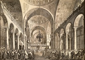 乔瓦尼·安东尼奥·卡纳尔（Giovanni Antonio Canal），又名卡纳莱托（Canaletto，1697-1768 年）和乔瓦尼·巴蒂斯塔·布鲁斯托隆（Giovanni Battista Brustolon，1712-1796 年），新当选的威尼斯总督的版画。 意大利